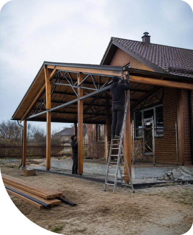 Пристройка навеса к дому и участку в Чехове под ключ